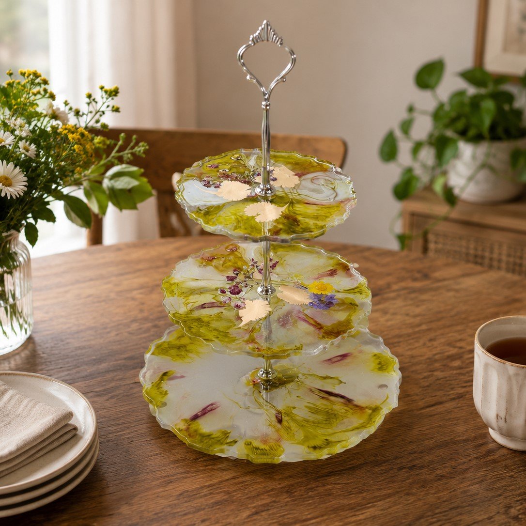 Botanical Garden 3 Tier Cake Stand – Handmade Resin