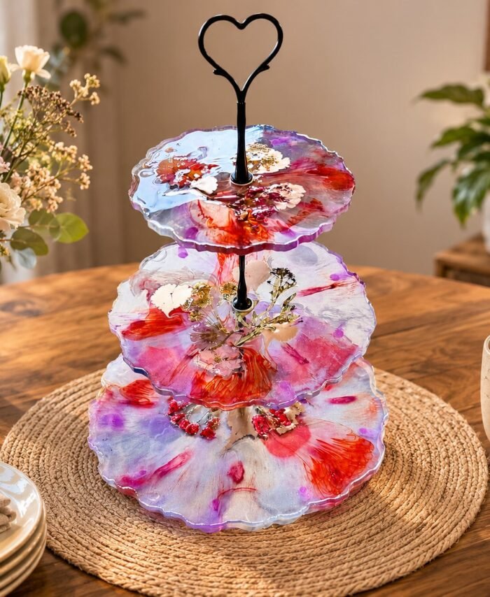Blush Bloom 3 Tier Cake Stand – Handmade Resin