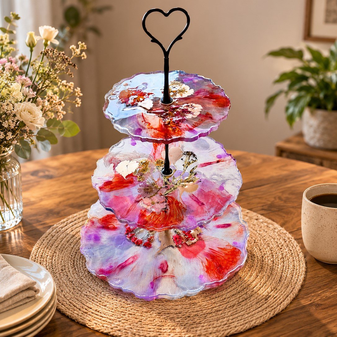 Blush Bloom 3 Tier Cake Stand – Handmade Resin