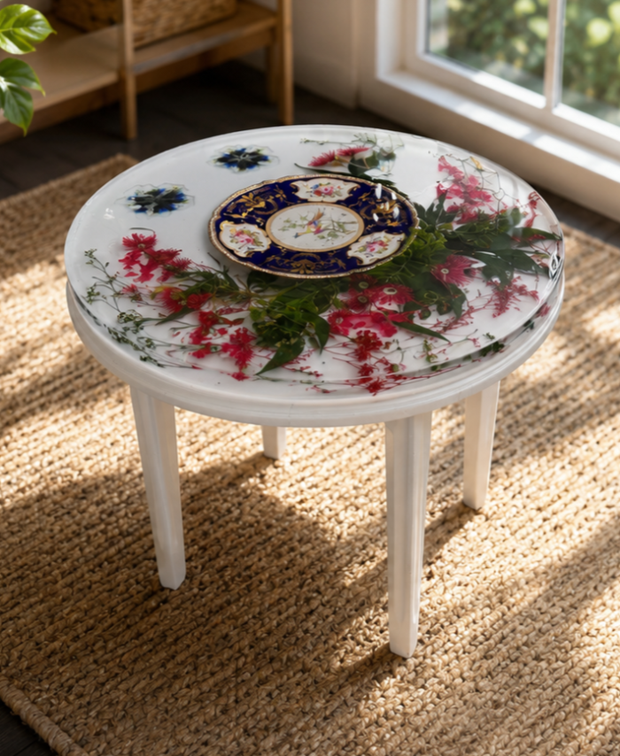 Crimson Bloom Heirloom Table – 50cm Height x 60cm Width
