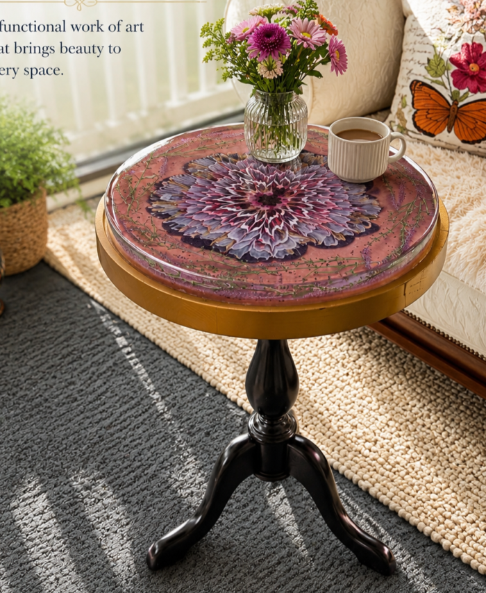 Rosé Bloom Accent Table – 65cm Height x 50cm Width