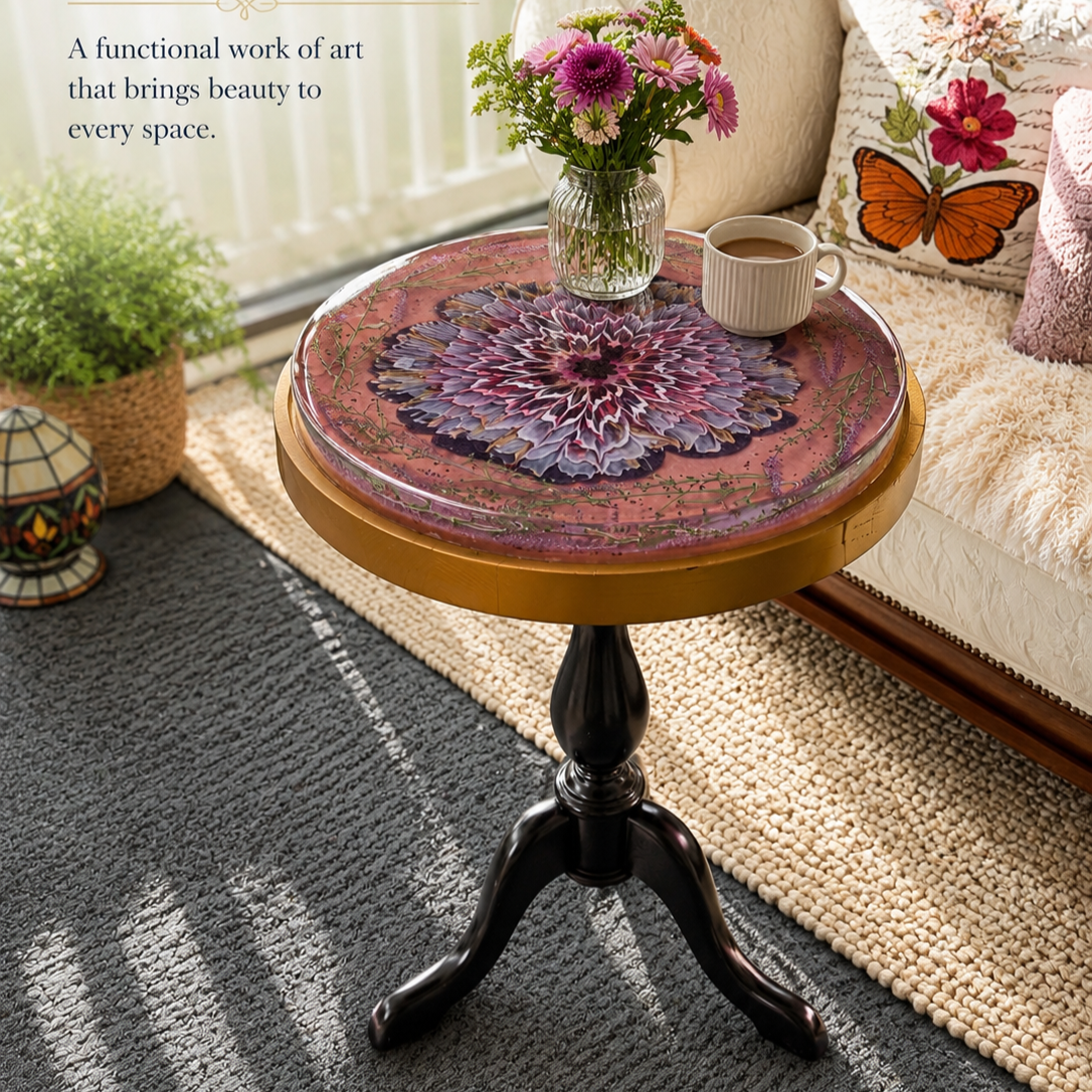 Rosé Bloom Accent Table – 65cm Height x 50cm Width