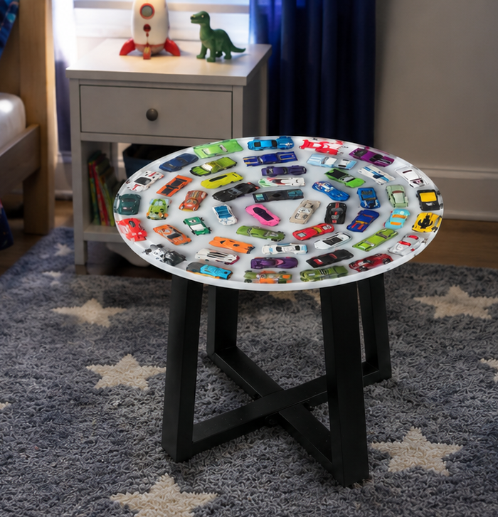 Matchbox Memories Occasional Table – 50cm Height x 50cm Width