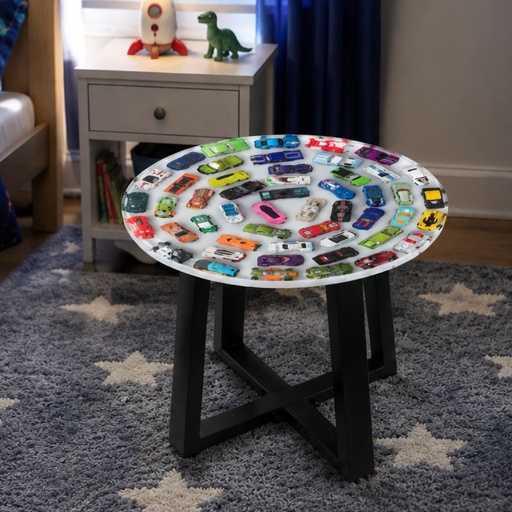 Matchbox Memories Occasional Table – 50cm Height x 50cm Width